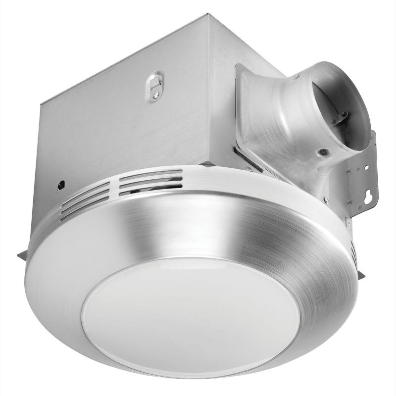 Bath Fan - Rounded Lens, 80CFM, 1.1 Sones, Dimmable LED, AC Motor 